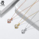 14K Plated Sterling Silver Heart CZ Necklace Pendant