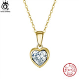 14K Plated Sterling Silver Heart CZ Necklace Pendant