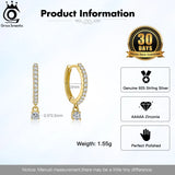 14K Hoop Earrings 925 Silver CZ Drop Earrings APE76