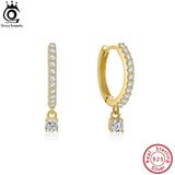 14K Hoop Earrings 925 Silver CZ Drop Earrings APE76