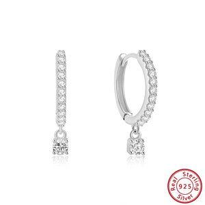 14K Hoop Earrings 925 Silver CZ Drop Earrings APE76