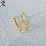 14K Hoop Earrings 925 Silver CZ Drop Earrings APE76