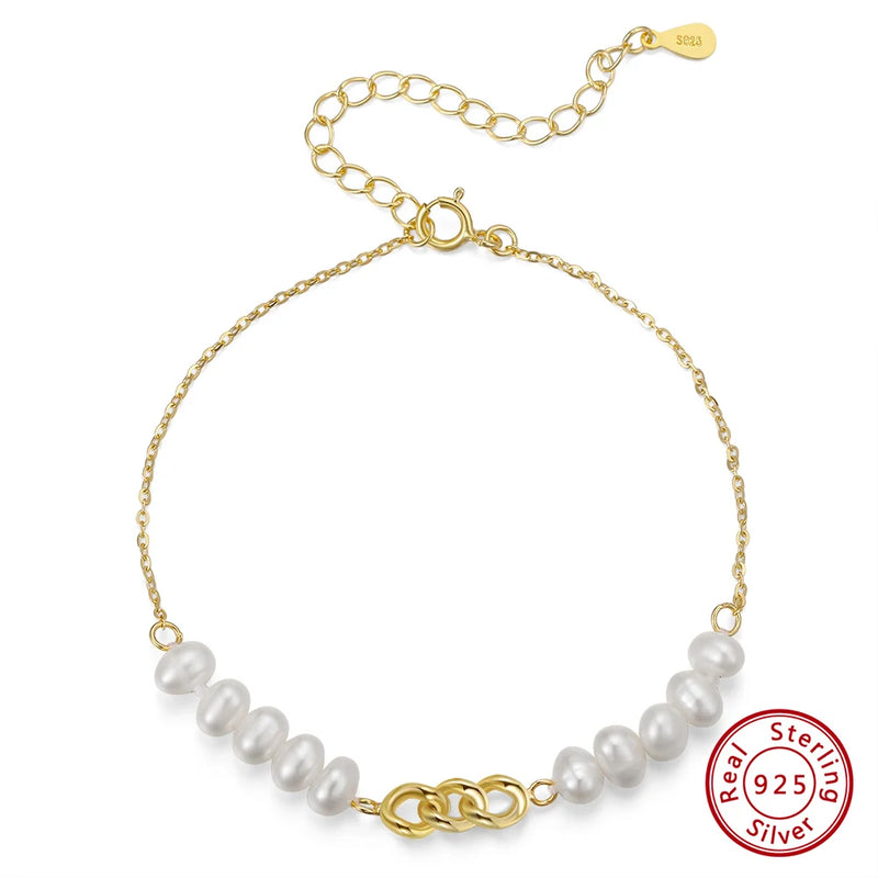 14k 925 Silver Bracelet, 5mm Pearl, Delicate Vintage Jewelry