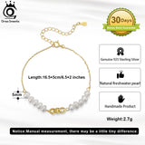 14k 925 Silver Bracelet, 5mm Pearl, Delicate Vintage Jewelry