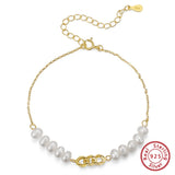 14k 925 Silver Bracelet, 5mm Pearl, Delicate Vintage Jewelry