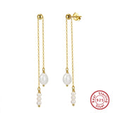 Long Tassel Pearl Earrings for Women Sterling Silver Jewelry Gift
