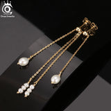 Long Tassel Pearl Earrings for Women Sterling Silver Jewelry Gift
