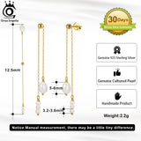 Long Tassel Pearl Earrings for Women Sterling Silver Jewelry Gift