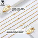 18K over 925 Sterling Silver 1.7mm Diamond-Cut Rope Chain Necklace