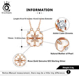 Mother of Pearl Heart Pendant Necklace Clover Necklace