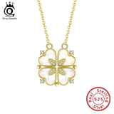 Mother of Pearl Heart Pendant Necklace Clover Necklace