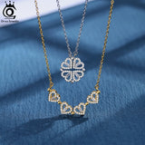 Sterling Silver Clover Pendant Necklace with AAAA CZ Heart Pendant Jewelry