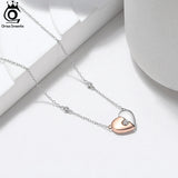 925 Silver Heart Pendant Necklace with CZ for Women EQN45