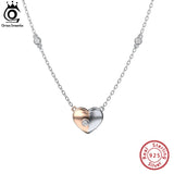 925 Silver Heart Pendant Necklace with CZ for Women EQN45