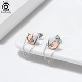 925 Sterling Silver Heart Lock Drop Earrings for Women Dangle Ear Jewelry EQE74