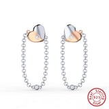 925 Sterling Silver Heart Lock Drop Earrings for Women Dangle Ear Jewelry EQE74