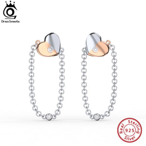 925 Sterling Silver Heart Lock Drop Earrings for Women Dangle Ear Jewelry EQE74