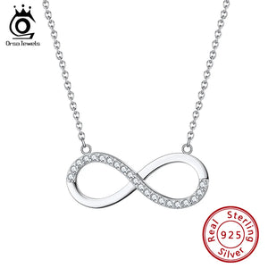CZ Infinity Pendant 925 Silver Necklace for Women - Birthday Gift