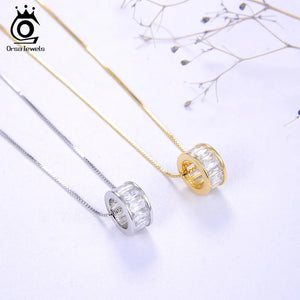 925 Sterling Sliver Round Pendant Necklace for Women