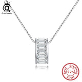 925 Sterling Sliver Round Pendant Necklace for Women