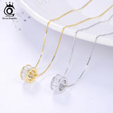 925 Sterling Sliver Round Pendant Necklace for Women