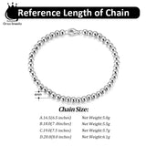 925 Sterling Silver Bead Ball Chain Bracelet for Women 6.5/7/7.5/8 Inch