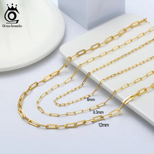 Paperclip Link Chain Necklace 925 Sterling Silver 14k Chain Man Woman Necklaces