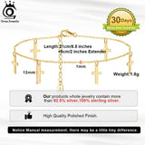 925 Silver Cable Chain Cross Anklet Women 14K Summer Ankle Bracelet