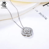 925 Silver Clover Pendant Necklace Chain Camellia Flower Necklace for Woman