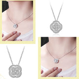 925 Silver Clover Pendant Necklace Chain Camellia Flower Necklace for Woman