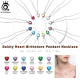 925 Silver Dainty Heart Birthstone Pendant Necklace For Women