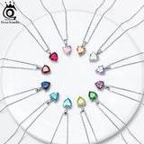925 Silver Dainty Heart Birthstone Pendant Necklace For Women