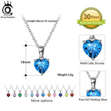 925 Silver Dainty Heart Birthstone Pendant Necklace For Women