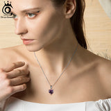 925 Silver Dainty Heart Birthstone Pendant Necklaces For Women