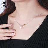 925 Silver Freshwater Pearl Necklace for Women Gold-Plated Pendant