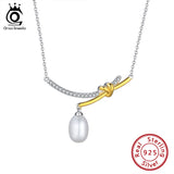 925 Silver Freshwater Pearl Necklace for Women Gold-Plated Pendant