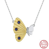 925 Silver Lapis Lazuli Butterfly Pendant Necklace for Women