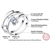 925 Silver Ring Set CZ Jewelry Women Men Resizable 925 Sterling Silver SR22