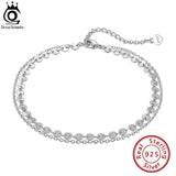 925 Silver Layered Coin Cable Chain Anklet Women Vacation Jewelry Gift