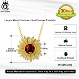 925 Silver Sunflower Garnet Pendant Necklace Gemstone Jewelry