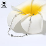925 Silver Cable Chain Bracelet w/ Ball Beads 16.5-20cm SB67
