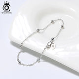 925 Silver Cable Chain Bracelet w/ Ball Beads 16.5-20cm SB67