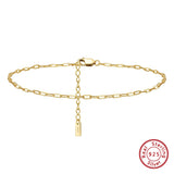 925 Silver Paperclip Chain Anklet Women Foot Bracelet Ankle Jewelry SA22