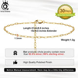925 Silver Paperclip Chain Anklet Women Foot Bracelet Ankle Jewelry SA22