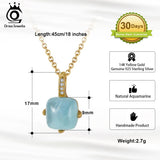 925 Silver Aquamarine Pendant Necklace Women Gemstone Party Jewelry