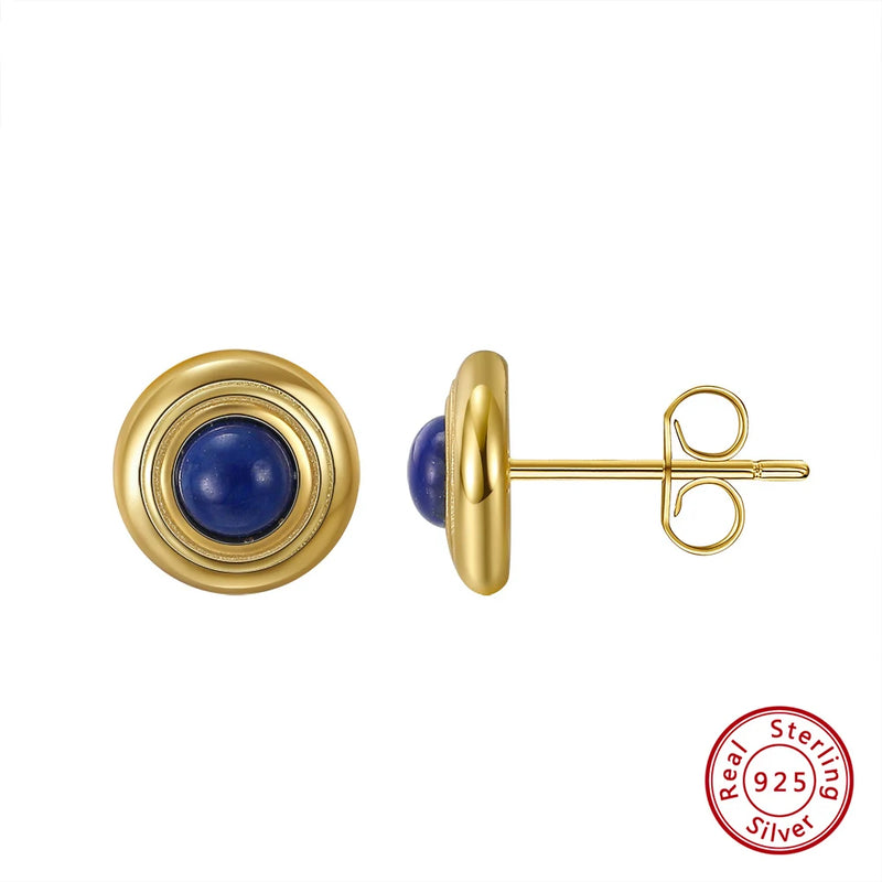 925 Sterling Silver Lapis Lazuli Stud Earrings for Women