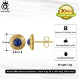 925 Sterling Silver Lapis Lazuli Stud Earrings for Women