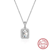 925 Silver 11mm AAAA CZ Necklace Rhodium Plated for Girl Gift SN277