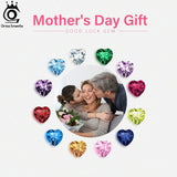 925 Silver Birthstone Heart Pendant Necklace Zirconia Jewelry for Women
