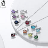925 Silver Birthstone Heart Pendant Necklace Zirconia Jewelry for Women
